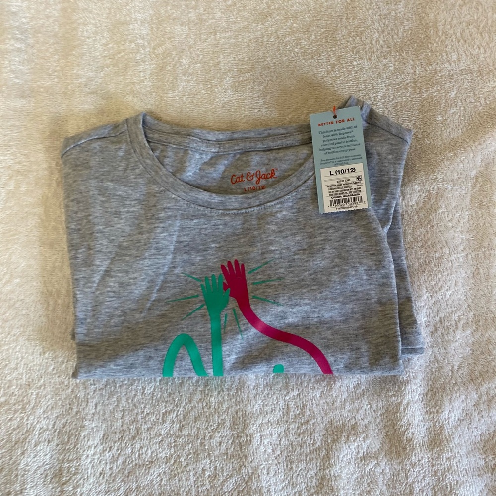 Cat and jack graphic tee size L grey